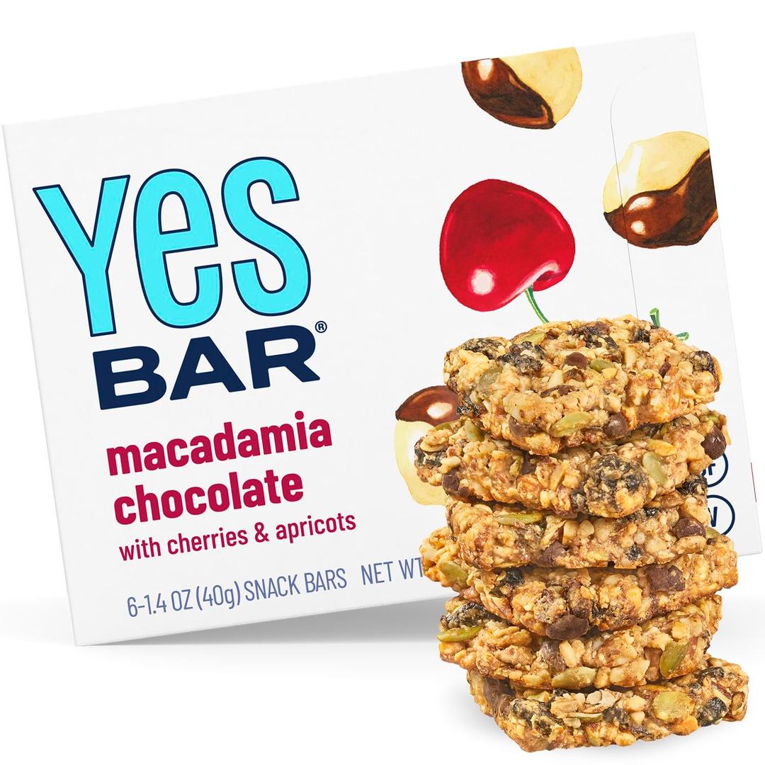 The YES Bar – Macadamia Chocolate – Plant Based Protein, Decadent Snack Bar – Vegan, Paleo, Gluten Free, Dairy Free, Low Sugar, Healthy Snack, Breakfast, Low Carb, Keto Friendly (Pack of 6)