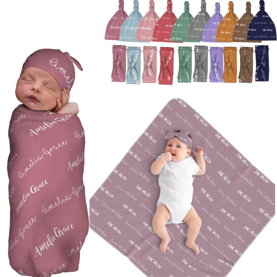 Personalized Baby Boy Swaddle Blanket, Baby Swaddle Wrap, Personalized Baby Girl Swaddle Blanket, Baby Blanket with Name, Baby Swaddle Blanket for Newborn (Names)