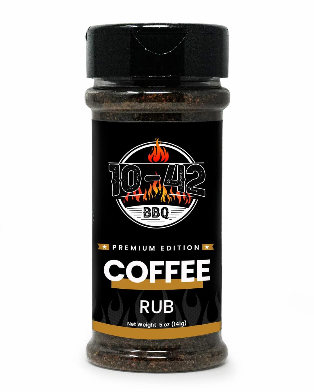 10-42 BBQ Coffee Meat Rub (NO MSG, Low Sodium) | Premium Edition Steak Seasoning and Dry Rub for Meat | BBQ Rub | BBQ Rubs and Spices for Grilling Meat | Savory Flavor with Incredible Crust | 5 oz | 0 Calorie