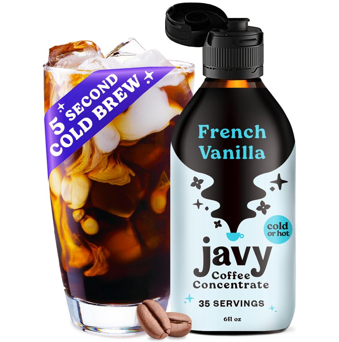 Javy CoffeeConcentrate - Cold Brew Coffee, Perfect for Instant Iced Coffee, Cold Brewed Coffee and Hot Coffee, 35 Servings - French Vanilla