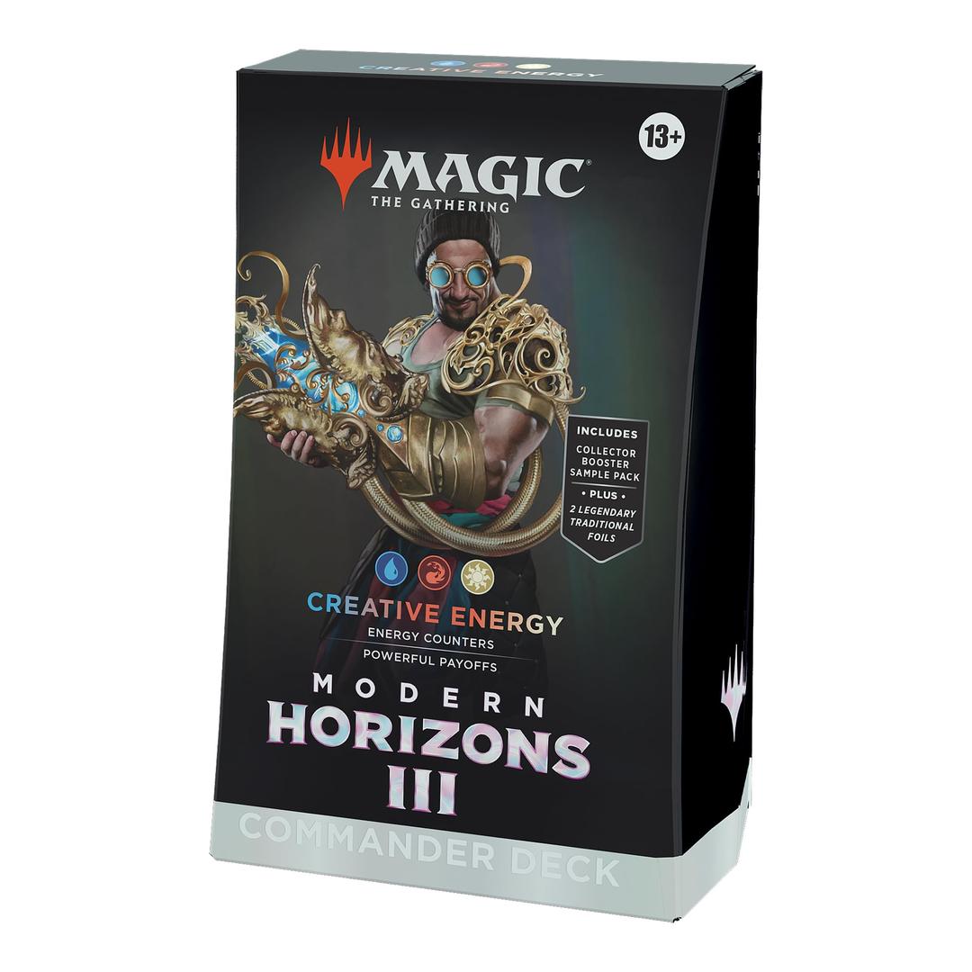 Magic: The Gathering Modern Horizons 3 Commander Deck - Creative Energy (100-Card Deck, 2-Card Collector Booster Sample Pack + Accessories) (English Version)