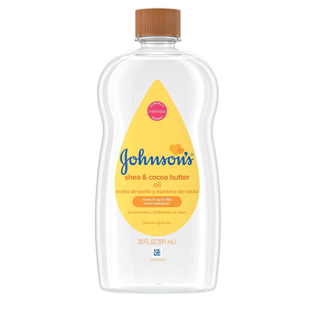 Johnson's Baby Mineral Oil Enriched with Shea & Cocoa Butter for Baby Massage & to Prevent Moisture Loss & Help Relieve Dry Skin, Allergy Tested for Babies, Kids & Adults, 20 Fl Oz Pack of 6