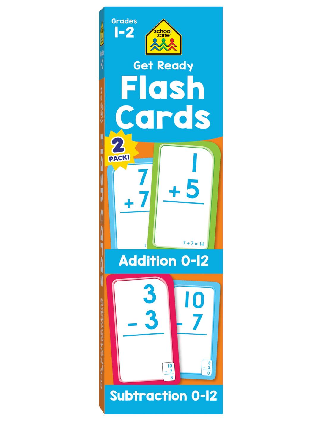 School Zone - Get Ready Flash Cards Addition & Subtraction 2 Pack - Ages 6 to 7, 1st Grade, 2nd Grade, Addition, Subtraction, Early Math, Problem-Solving, and More Mass Market Paperback – January 25, 2019