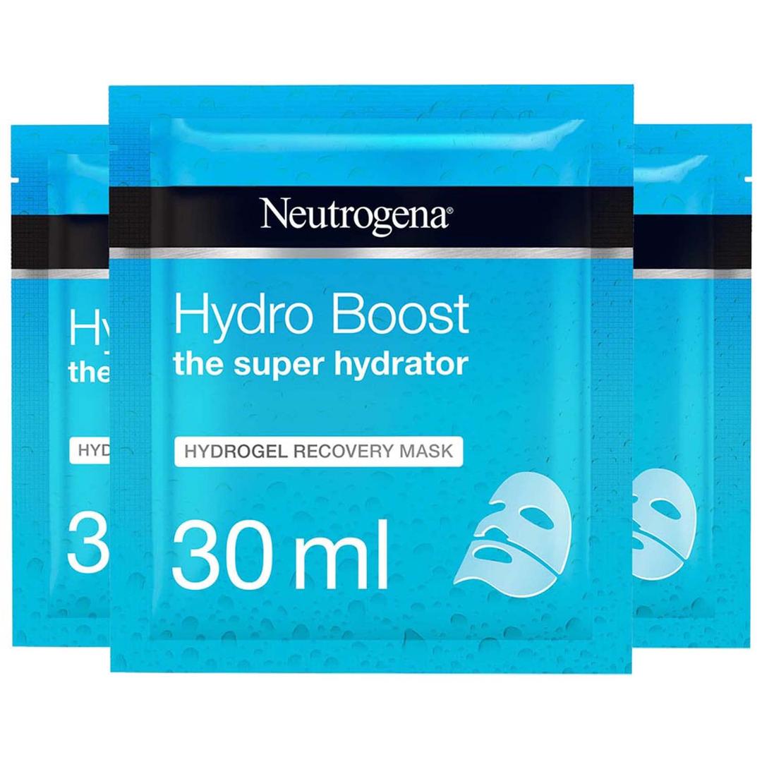 Neutrogena Hydro Boost Face Sheet Mask Hydrogel Recovery, Pack of 3x30ml, Face Mask Skincare, Neutrogena Complete Skin Care Hydration Regime with Hyaluronic Acid, Suitable for Sensitive Skin