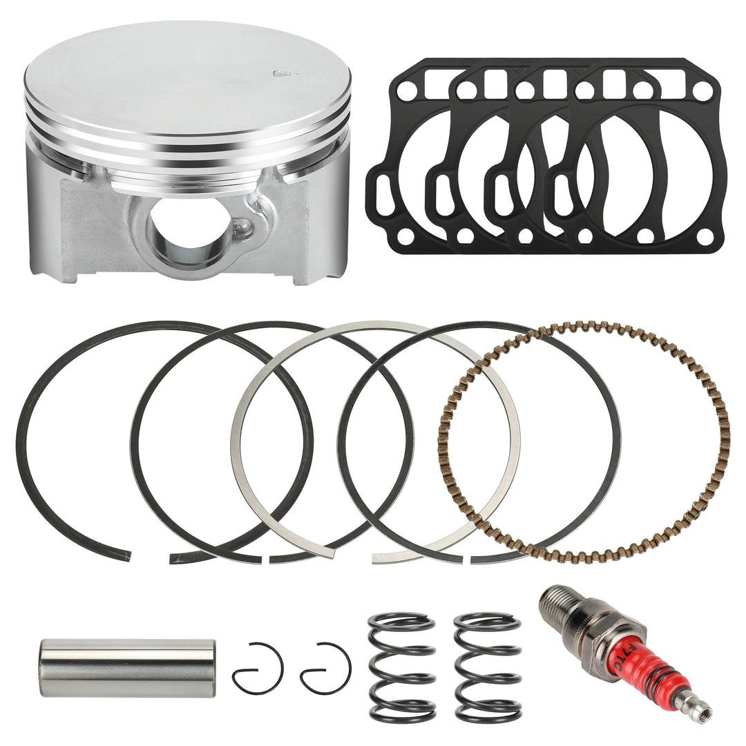 Performance 70mm Flat Top Piston .550 Rings 26lb Valve Springs Kit Replacement for Predator 212 224cc 196cc GX160 GX200 5.5HP 6.5HP Gas Engine Mini Bike Go Kart High Compression Powersports Parts