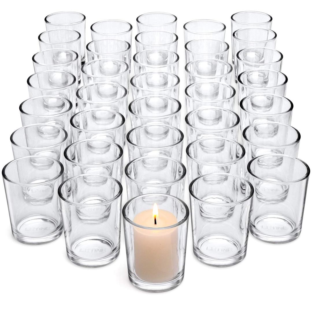 Letine 36Pcs Votive Candle Holders-Clear Glass Tea Light Candle Holders-Clear Candle Holders Bulk for Wedding Centerpieces/Home Table Decor/Propose/Christmas and Thanksgiving