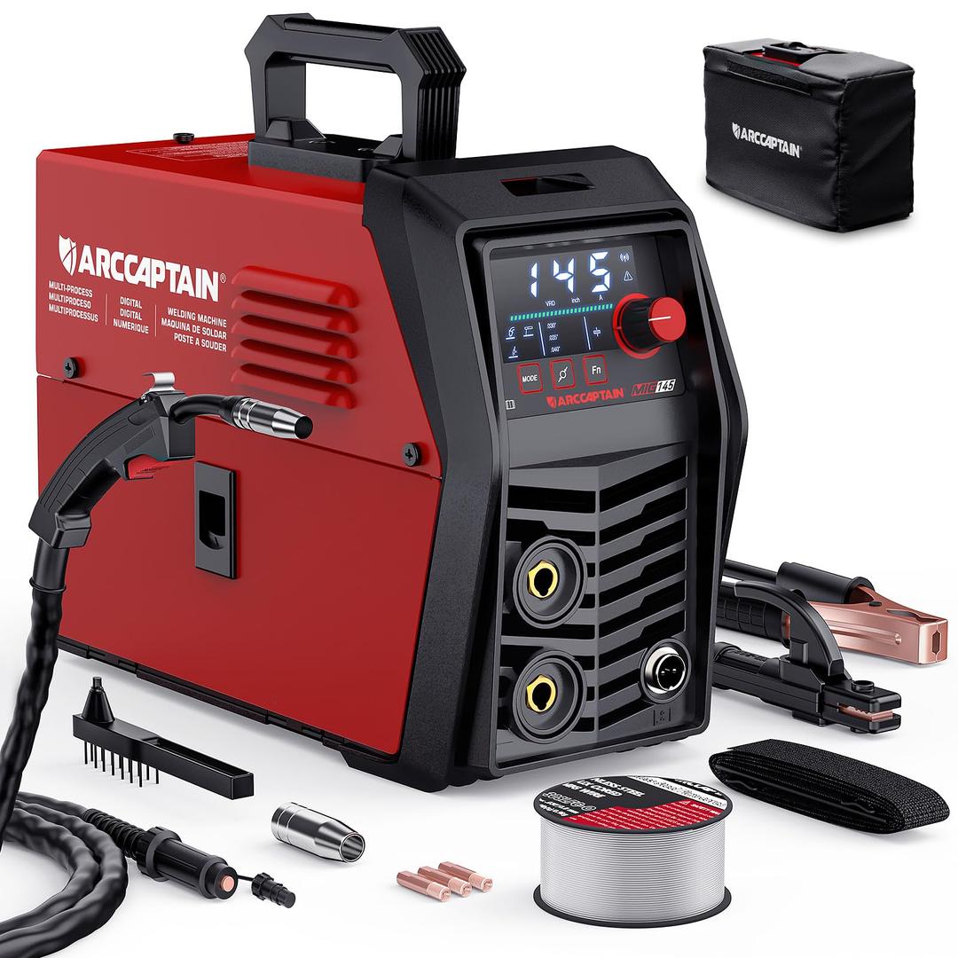 ARCCAPTAINiControl MIG145 Pro 145A Flux Core MIG Welder 110V Welding Machine Gasless MIG Welder Flux MIG/MMA Stick/Lift TIG, 3 in 1 Welder Machine with Synergy, Portable Welder, APP Control