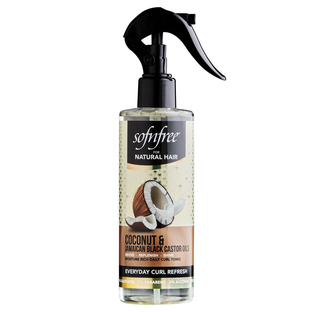 Sofn'free Coconut & Jamaican Black Castor Oil Everyday Curl Refresher Spray - Volumizer and Moisturizer for Styling Dry, Coily or Curly Hair, 8.12 Fl Oz (Pack of 1)