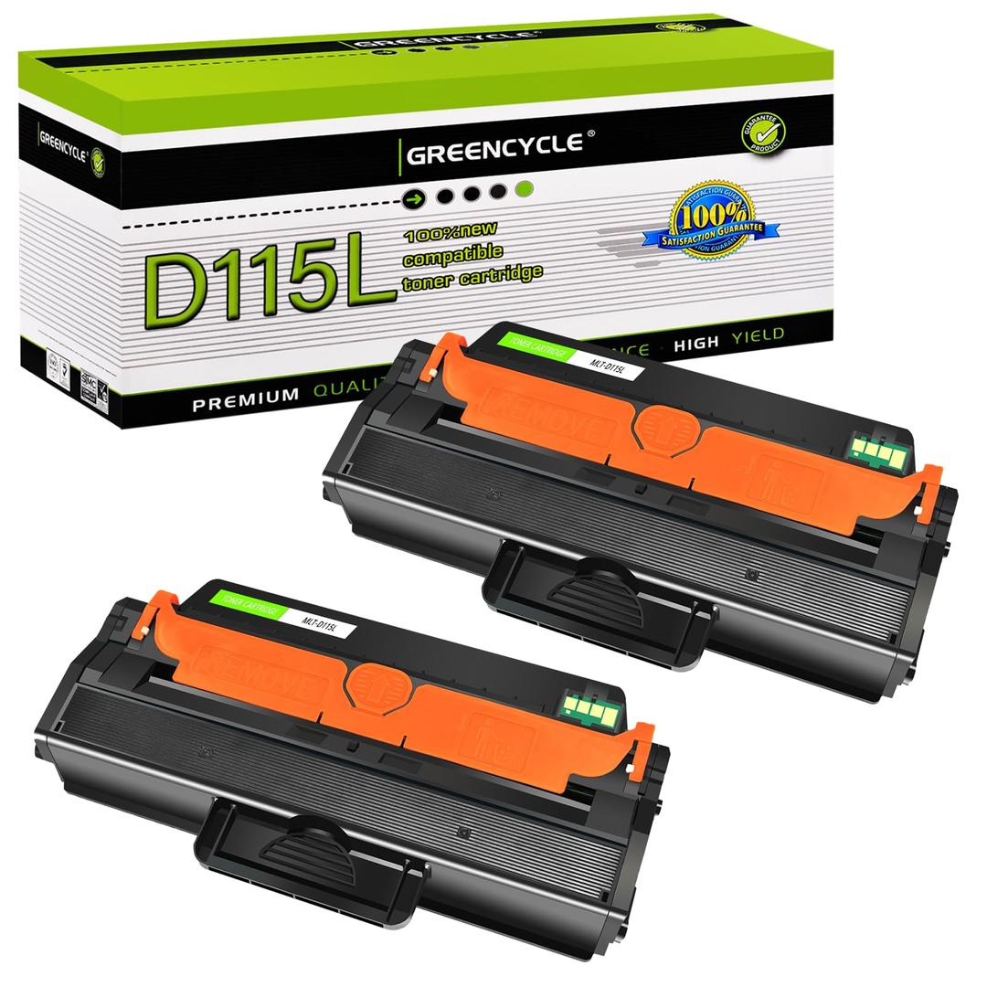 greencycle2 Pack MLT-D115L D115L Black High Yield Toner Cartridge Compatible for Samsung Xpress SL-M2830DW SL-M2880FW SL-M2670 SL-M2620 SL-2620ND SL-2820DW SL-2820ND M2670FN M2670N M2870FD M2870FW