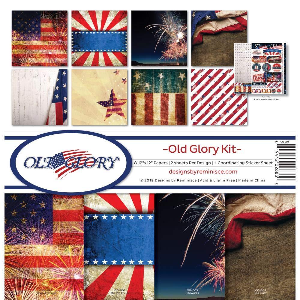 Reminisce Old Glory Scrapbook Collection Kit, Multi Color Palette