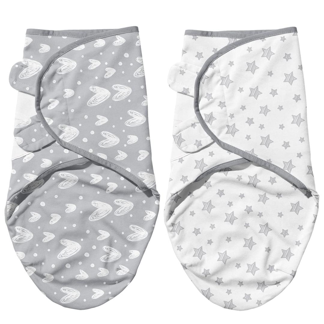 BilobanBaby Swaddles 0-3 Months for Boy Girls, Baby Swaddle, Newborn Swaddle, Cotton Swaddle Blanket, Newborn Essentials, Lovely Grey Print, 2 Pack