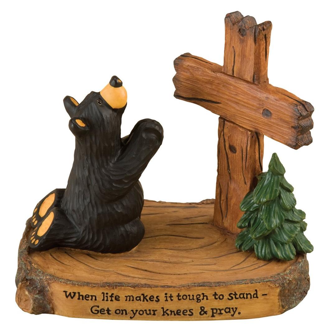 DEMDACO Pray Black Bear 5 x 5.5 Hand-cast Resin Figurine Sculpture