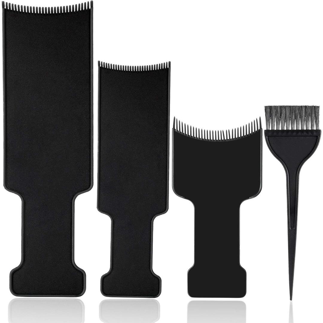 4 Pcs Balayage Highlighting Board with Teeth Hair Dye Paddle Highlighting Brush for Balayage Board Comb for hairstylist Hair Dye(Black)