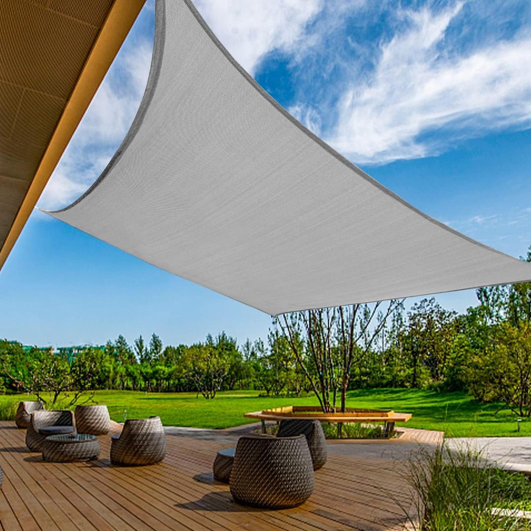 KANAGAWA Sun Shade Sail Curved 20'X26' Grey Rectangle Outdoor Shade Cover UV Blovk Canopy for Patio Garden Backyard Heavy Duty Permeable 185GSM (We Make Custom Size)