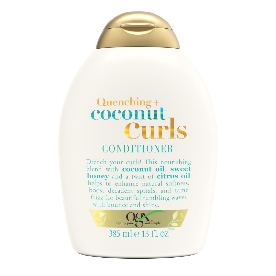 OGXQuenching + Coconut Curls Curl-Defining Conditioner, Nourishing Curly Hair Conditioner with Coconut /Citrus Oil & Honey, Paraben-Free with Sulfate-Free Surfactants, 13oz