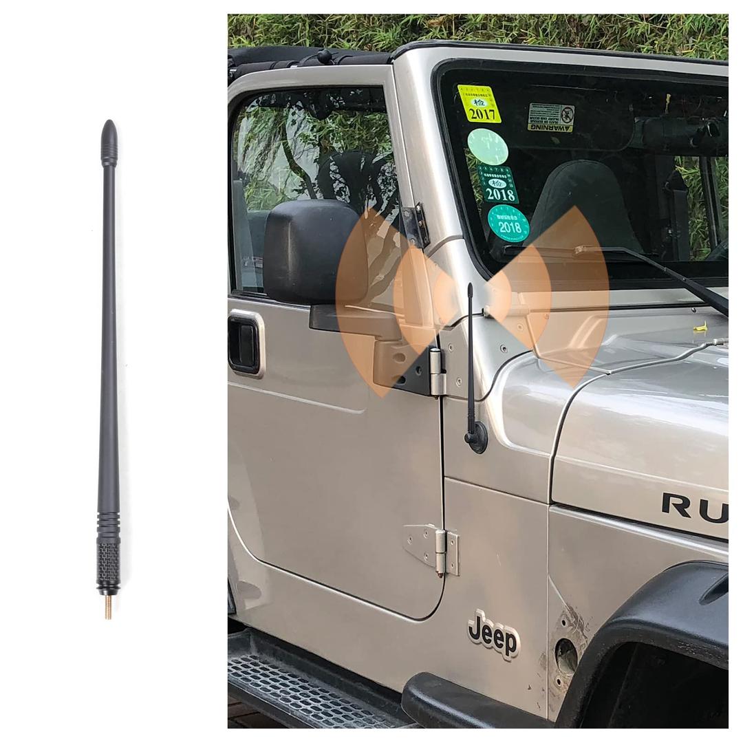 JHD-TOGO 13 Inch Short Antenna for 1997-2006 Jeep Wrangler TJ, New Spiral Flexible Antenna Replacement Jeep Wrangler TJ 1997-2006 Accessories,Designed for Optimized FM/AM Reception