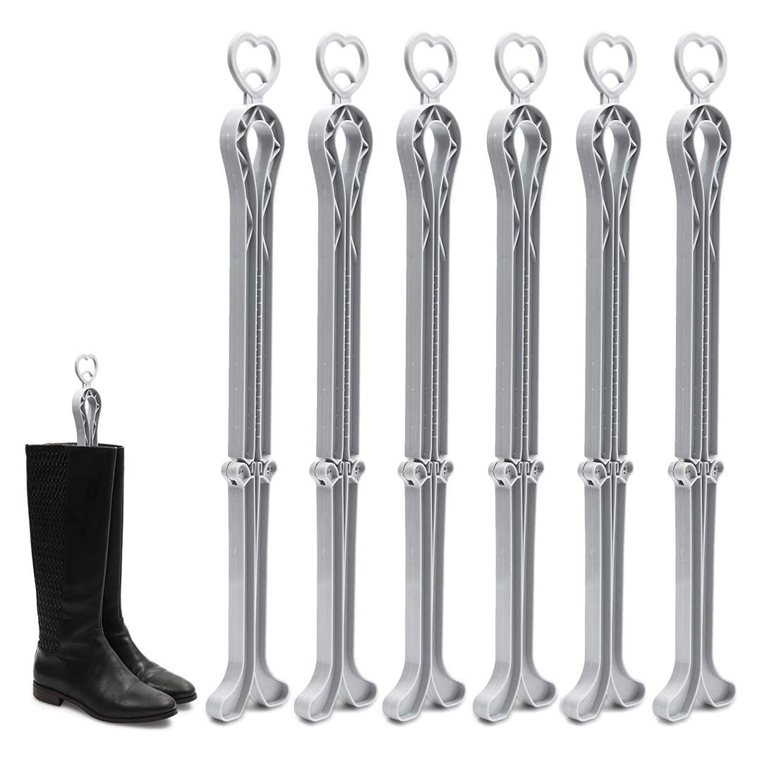 Juvale6 Pack Folding Boot Shaper Stands for Storage, Grey Clip Support Inserts, Shape Holders for Women's and Men's Boots