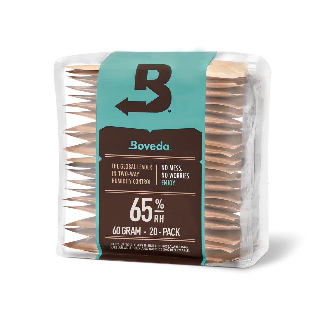 Boveda65% Two-Way Humidity Control Packs For Aging & Long-Term Storage in Plastic & Wood Boxes – Size 60 – 20 Pack – Moisture Absorbers – Humidifier Packs – Hydration Packets in Resealable Bag