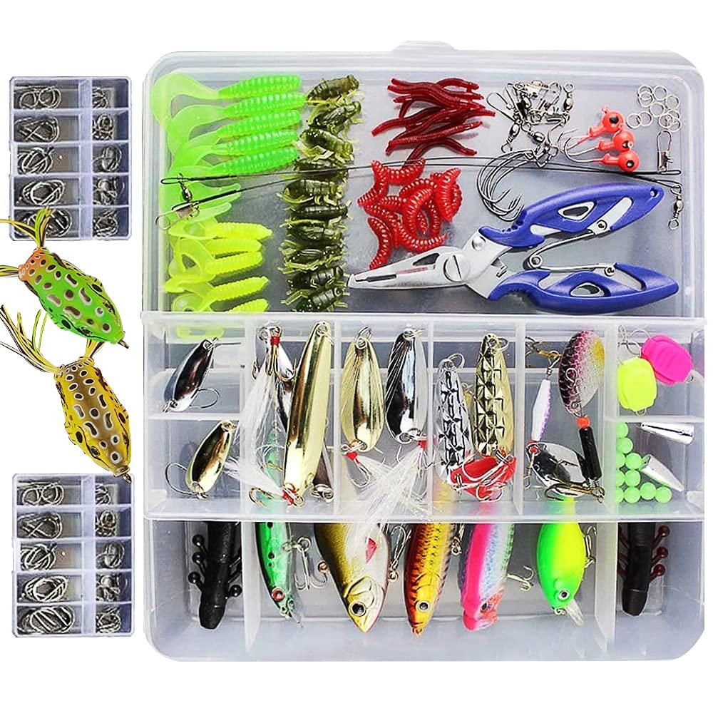 233Pcs Fishing Lure Kit Variety Set for Pros and Beginners Conveniently Packed in Tackle Box for Men, Women and Ice Fishing Enthusiasts