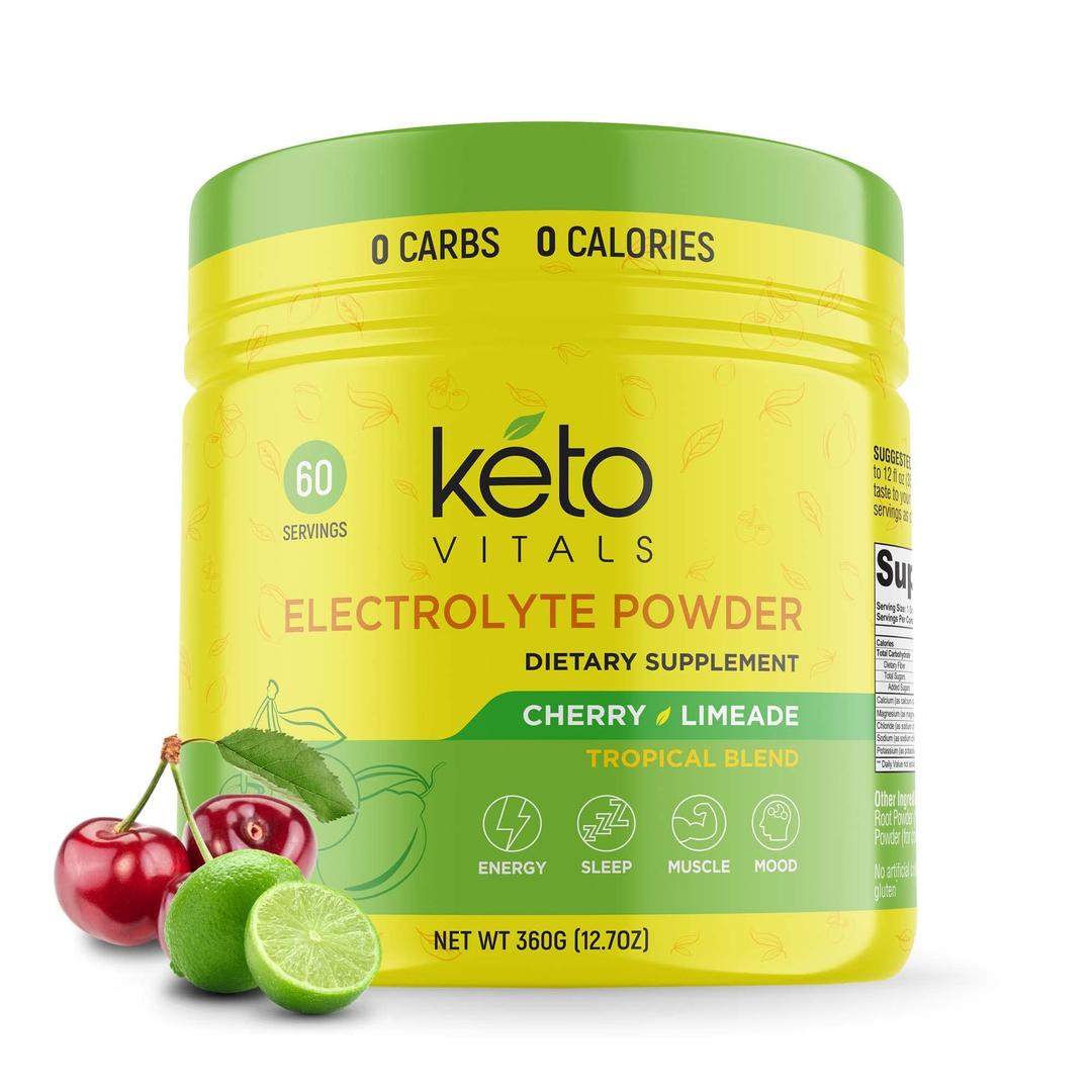 Keto Vitals Electrolytes Powder | Keto-Friendly Electrolytes with Potassium, Magnesium, Sodium, Calcium | Keto Electrolytes Supplement Energy Drink Mix | Sugar-Free, Zero Calories, Zero Carbs