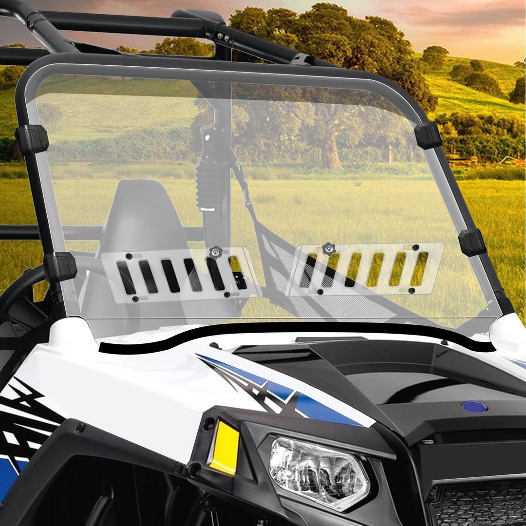 StarknightMT Scratch-Resistant UTV Front Full Windshield Slide-Vent Windshield Compatible with Polaris 2008-2014 RZR 800 S 800/10-14 RZR 4 800/11-13 RZR 900 XP/12-14 RZR 4 900/RZR 570 12-18