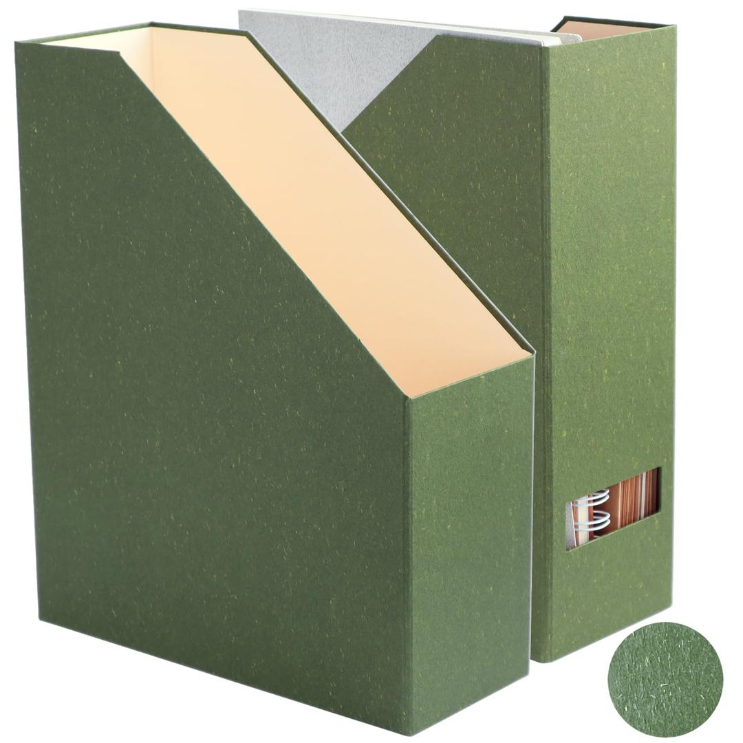 Magazine Holder - File Holder and Desk Organizer, Paperboard Book Organizer and Storage Box for Documents, Magazine Holder Rack for Classroom, Home, and Office (Leaf Green, 2-Pack)