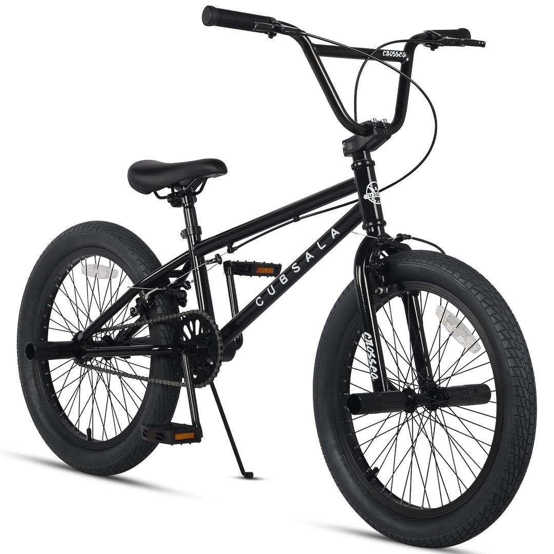 cubsalaFreestyle BMX Bike, 20 Inch Kids Bicycle for 7-13 Years Old Kids and Beginner Level Rider, Black