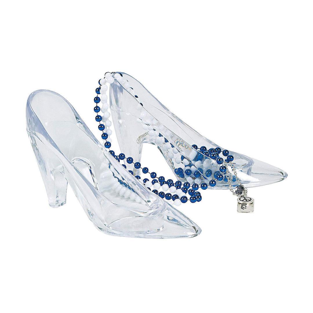 Fun ExpressCinderella Glass Slipper Shoes, Set includes 6 Plastic Shoes - Wedding, Prom and Princess Party Decorations