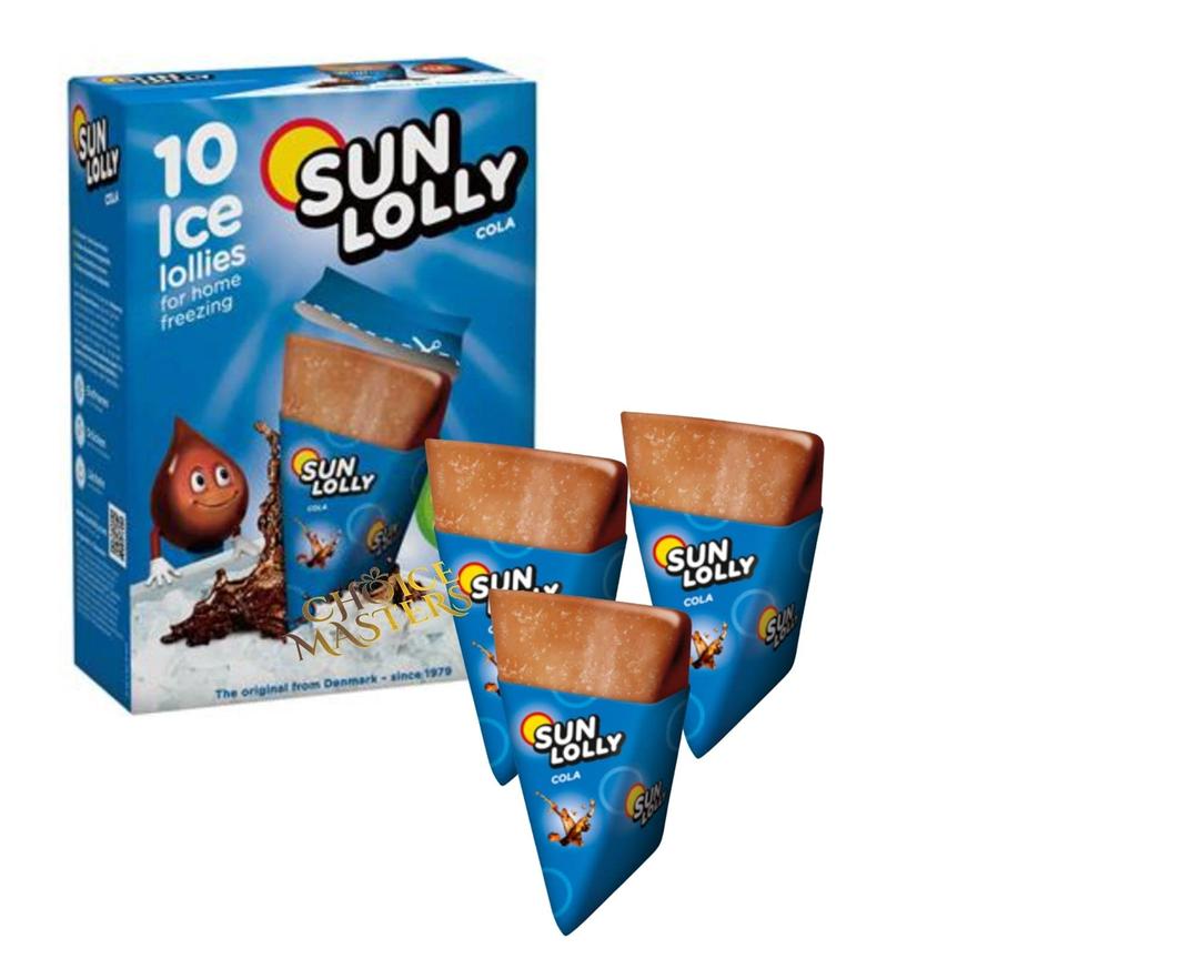 Sun Lolly Cola Ice Pops - Cola Ice Lollies - Made from Real Fruit Juice, No Preservatives - Freeze at Home - 10 x 60mls