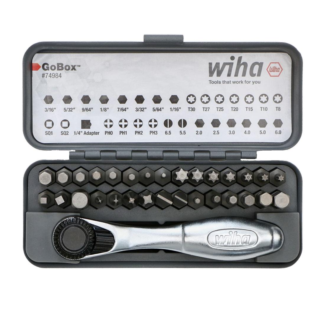 Wiha74984 32 Piece GoBox Standard Bit Set with Mini Ratchet