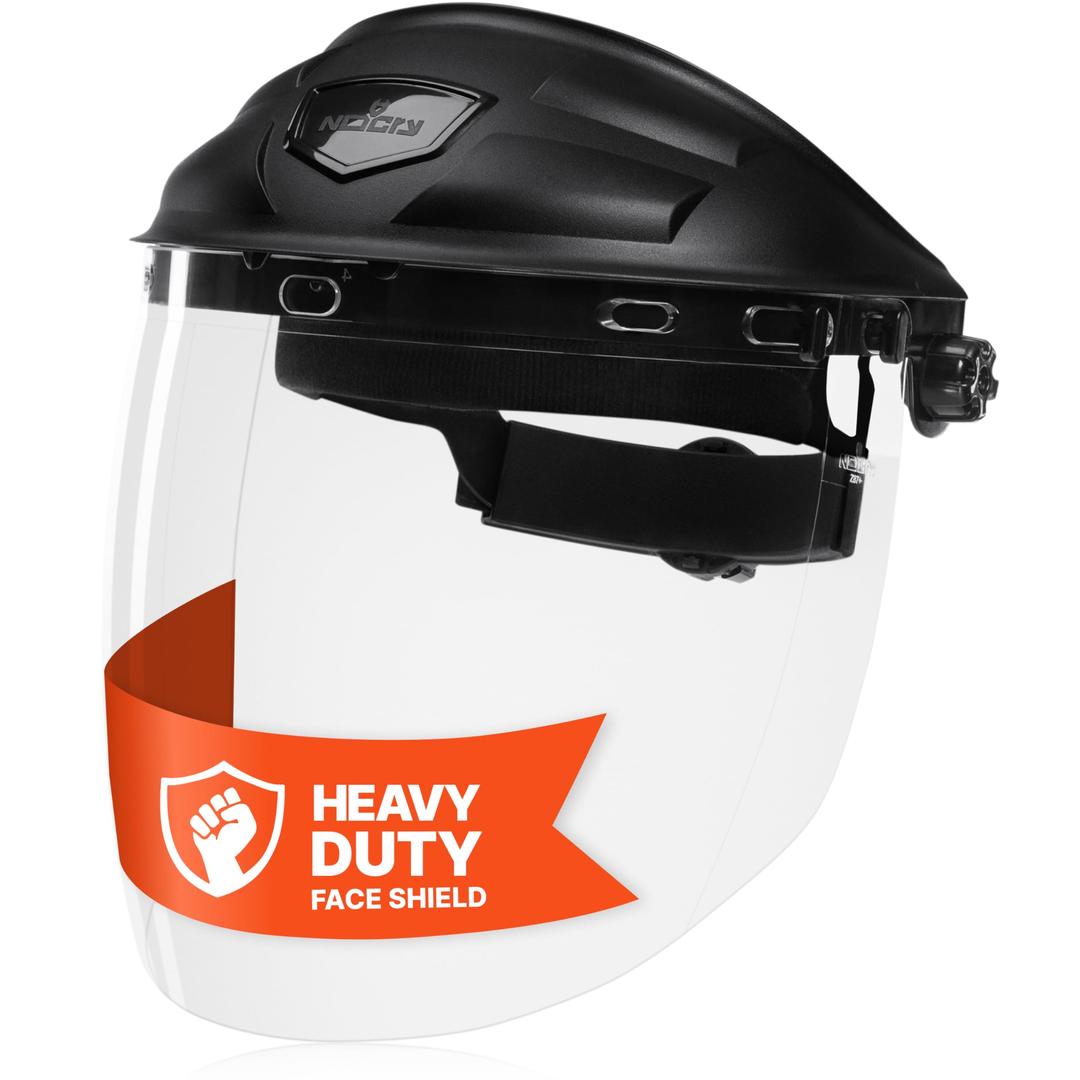 NoCryPremium Safety Face Shield for Grinding and Cutting — Anti-Fog, Clear Face Shield Mask with Adjustable Headgear - Impact Resistant Full Face Shield — ANSI Z87.1 Certified Grinding Face Shield