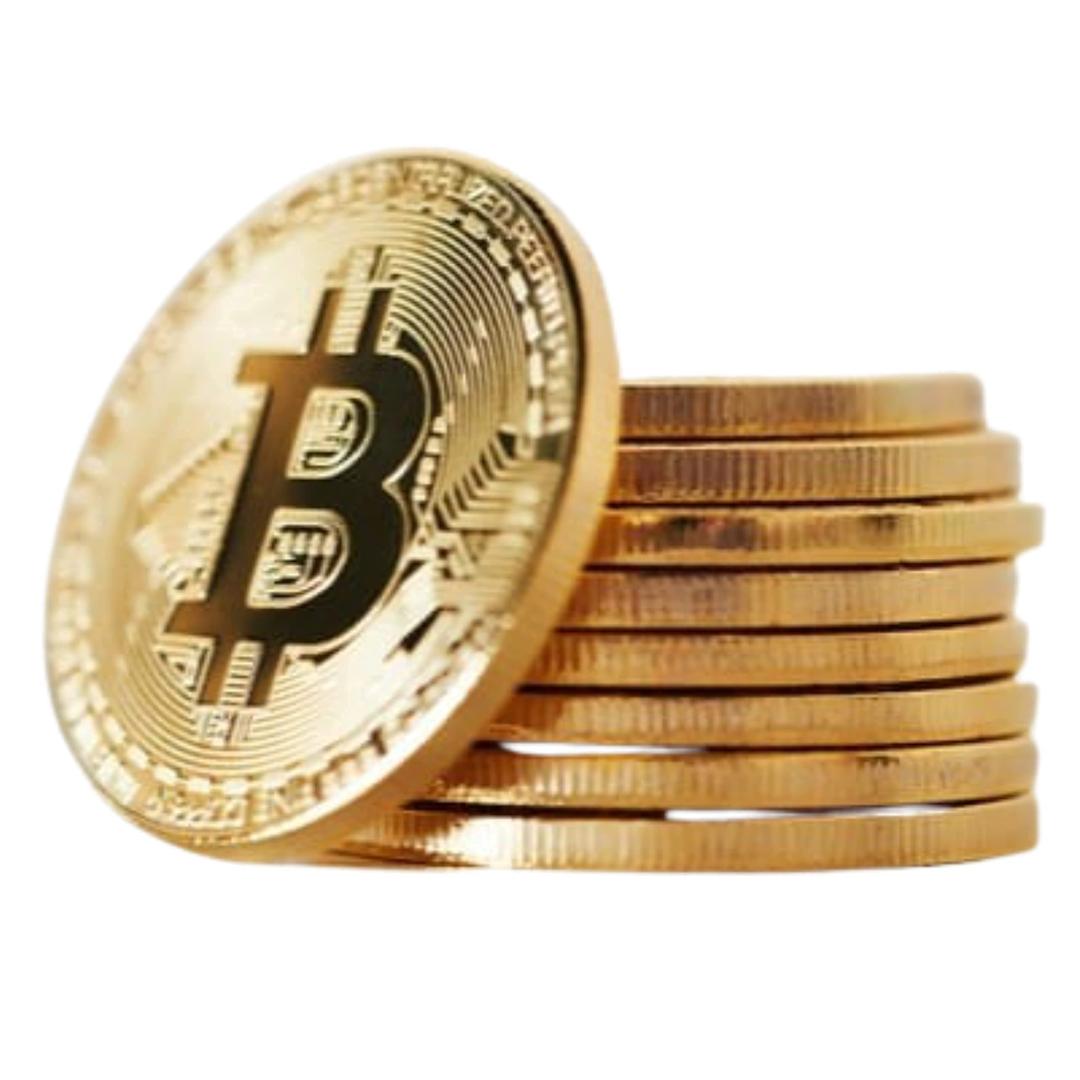 10 Pcs Bitcoin Coin Souvenir with Coin Case, Physical Bitcoin Collection, Gold Plated Bitcoin for Commemoration, Crypto Currency Coin BTC for Gift, Gold Bitcoin Tokens