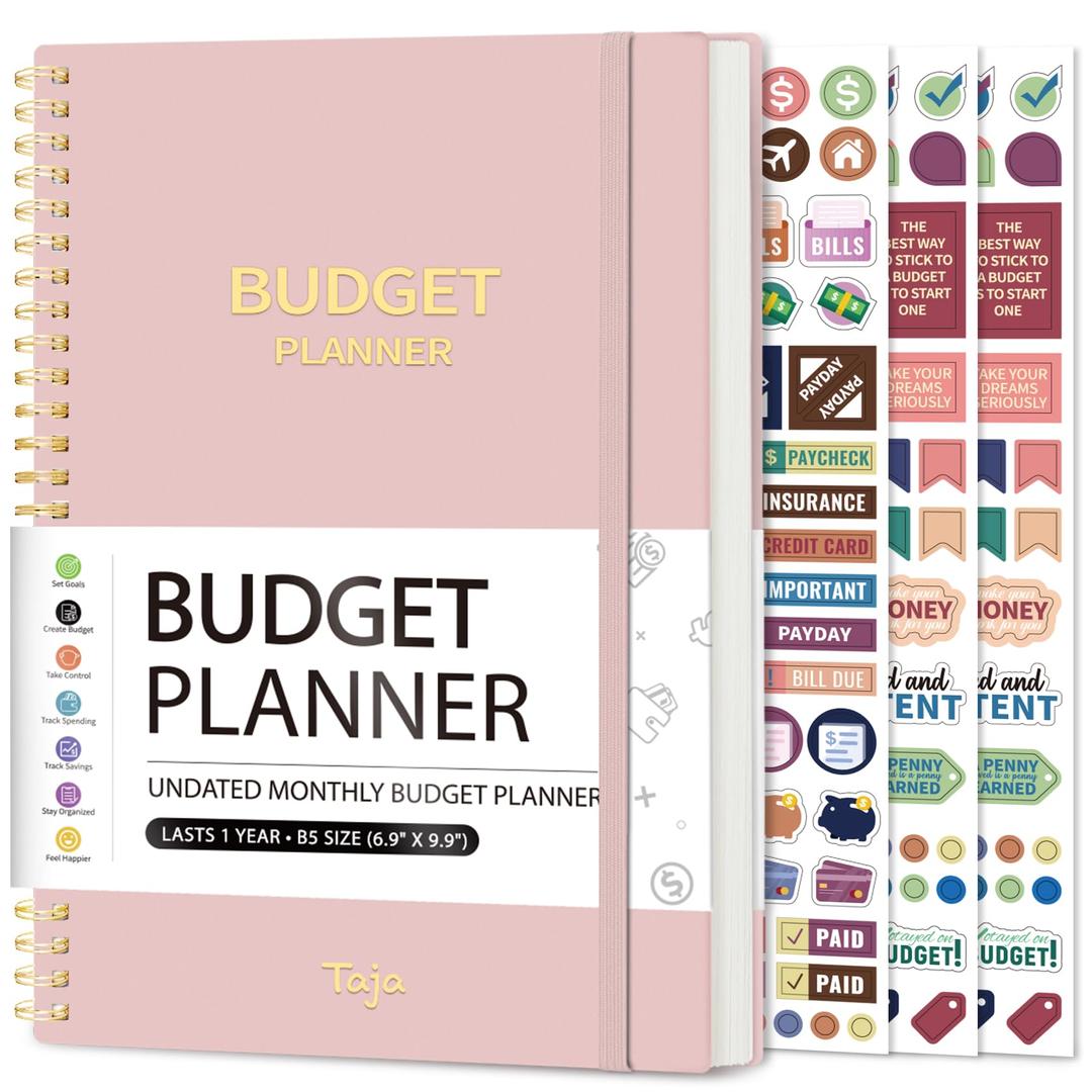 Budget Planner - Monthly Budget Book with Expense Tracker Notebook, Undated Bill Organizer & Finance Planner to Take Control of Your Money, 2024-2025 Account Book to Manage Your Finances-Pink