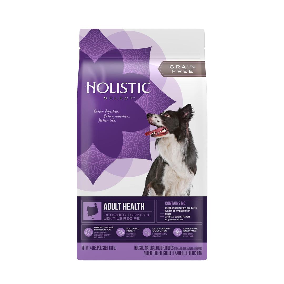 Holistic SelectNatural Grain Free Dry Dog Food, Deboned Turkey & Lentils Recipe, 4-Pound Bag