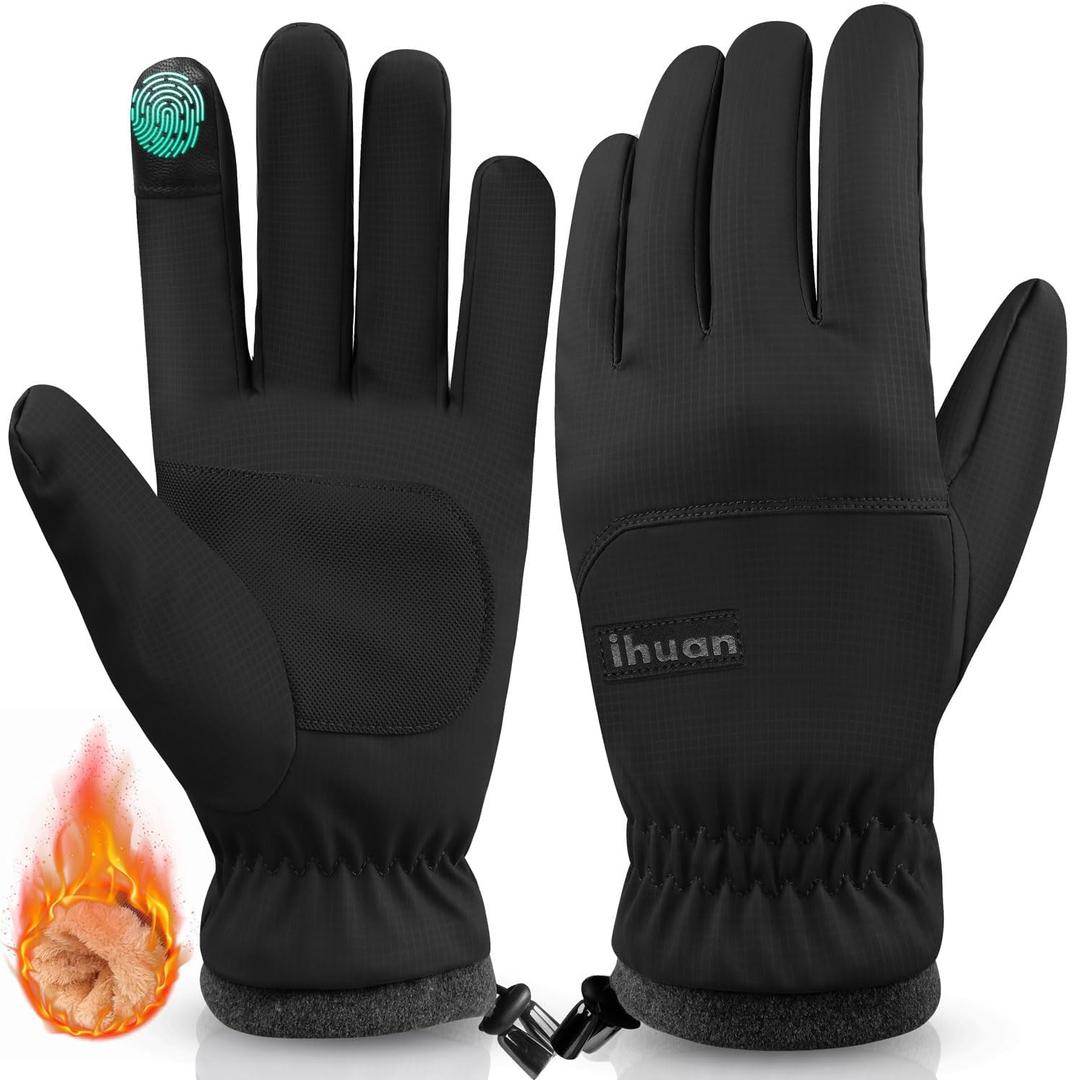 ihuanWinter Waterproof Ski Gloves Men Women, Snow Warm Cycling Gloves Cold Weather, Driving Biking Running