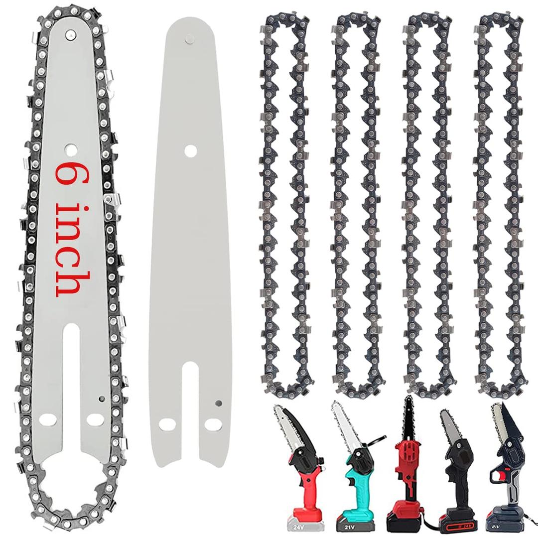 5 Pieces 6 Inch Mini Chainsaw Chain With 2 Pcs Replacement Saw Chain Bar Replacement Chains For Cordless Electric Portable Mini Chainsaw Mini Cordless Electric Chainsaw Chain for Wood Branch Cutting