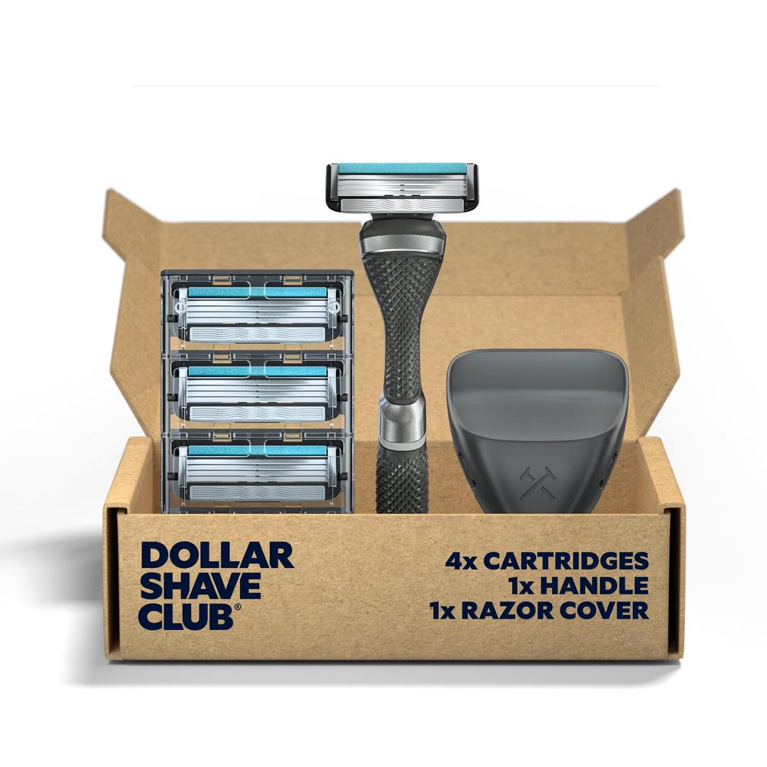 Dollar Shave Club | Travel Shave Set | 4 Swift Rinse Refill Cartridges, 1 Handle, 1 Razor Cover