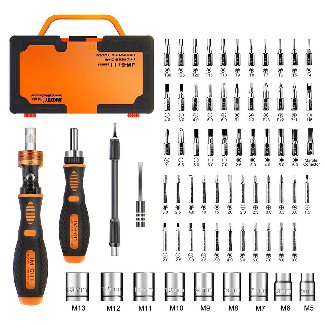 Precision Ratchet Screwdriver Set, JAKEMY 69 in 1 Household Screwdriver Home Repair Tool Kit, Disassemble Magnetic Rotating Ratchet Screwdriver Kit for Furniture/Car/Computer/Electronics Maintenance