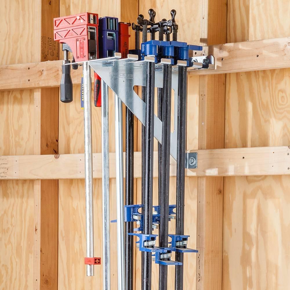 ROCKLERHD Pipe Clamp Rack – Rack Helps to Store Heavy Duty Clamps – 12 Gauge Galvanized Steel Pipe Clamps – Store Full Rack of Clamps up to 60” Long - Garage Workshop Organizers & Storage