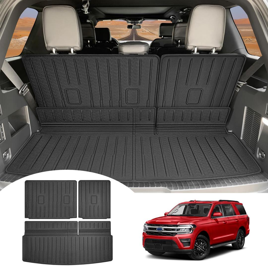 Cargo Mat with Seat Back Mat Fit for 2018-2024 Ford Expedition/Lincoln Navigator Accessories(Not Max or L Models), Cargo Liner TPE Trunk Mat for 2024 Ford Expedition/Lincoln Navigator