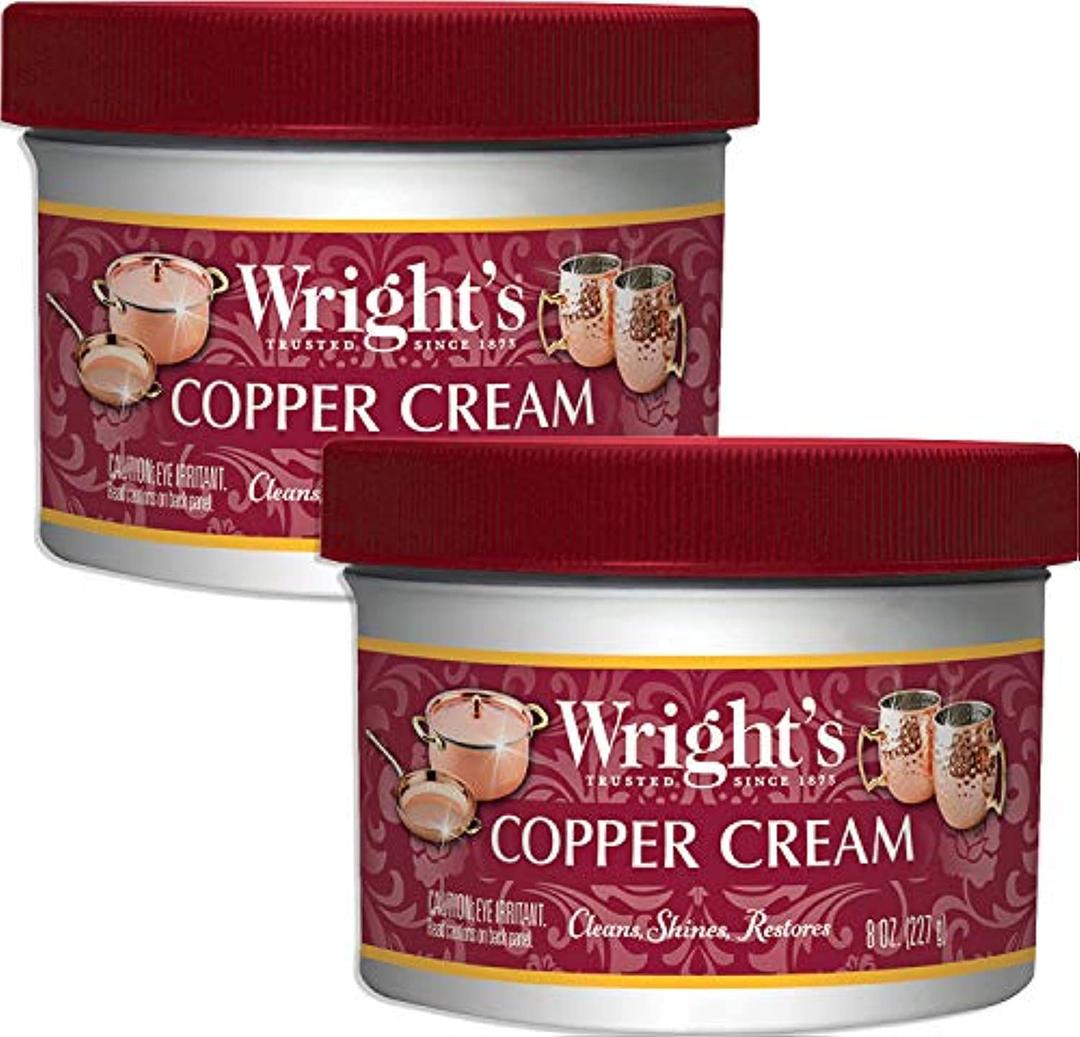 Wright'sCopper and Brass Polish and Cleaner Cream- 8 Ounce - 2 Pack - Gently Clean and Remove Tarnish Without Scratching,8 Ounce (Pack of 2)