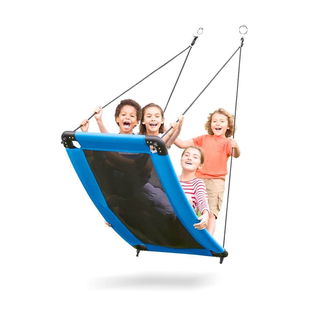 HearthSong 60 Inch SkyCurve Rectangular Platform Swing with Comfy Mat and Steel Frame, Holds up to 400 lbs.