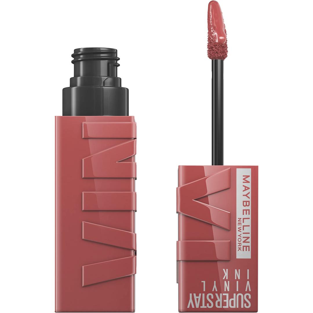 MAYBELLINESuper Stay Vinyl Ink Longwear No-Budge Liquid Lipcolor Makeup, Highly Pigmented Color and Instant Shine, Cheeky, Rose Nude Lipstick, 0.14 fl oz, 1 Count