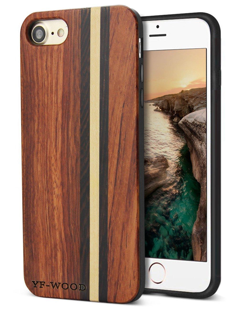 YFWOOD Compatible with iPhone 7 Wood,Real Wood Pattern High Impact Durable Shockproof Heavy Duty Back Protective Cover for iPhone 7/8