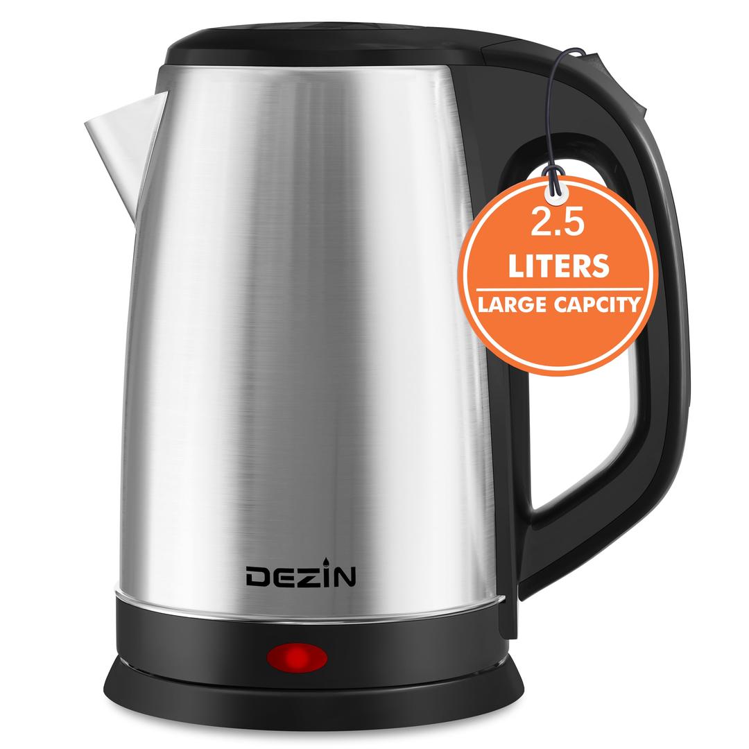 DEZINElectric Kettle Upgraded, BPA Free 2.5L Stainless Steel Tea Kettle, Fast Boil Water Warmer with Auto Shut Off and Boil Dry Protection Tech for Coffee, Tea, Beverages