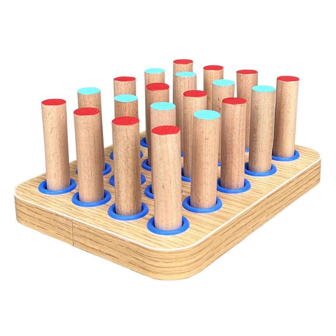 20-Hole Wooden Pegboard for Finger Dexterity Exercises, Easy Grip Pegs & Peg Board to Improve Fine Motor Functions & Hand-Eye Coordination, Hand Exercise for Rehabilitation & Occupational Therapy