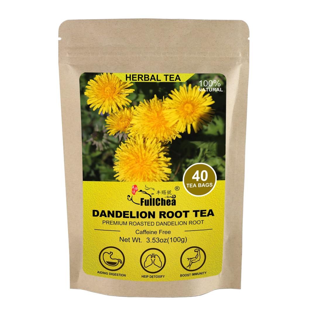 FullChea - Dandelion Root Tea Bags, 40 Teabags, 2.5g/bag - Premium Roasted Dandelion Root - Non-GMO - Caffeine-free - Detox Herbal Tea - Helps Improve Digestion & Immune System