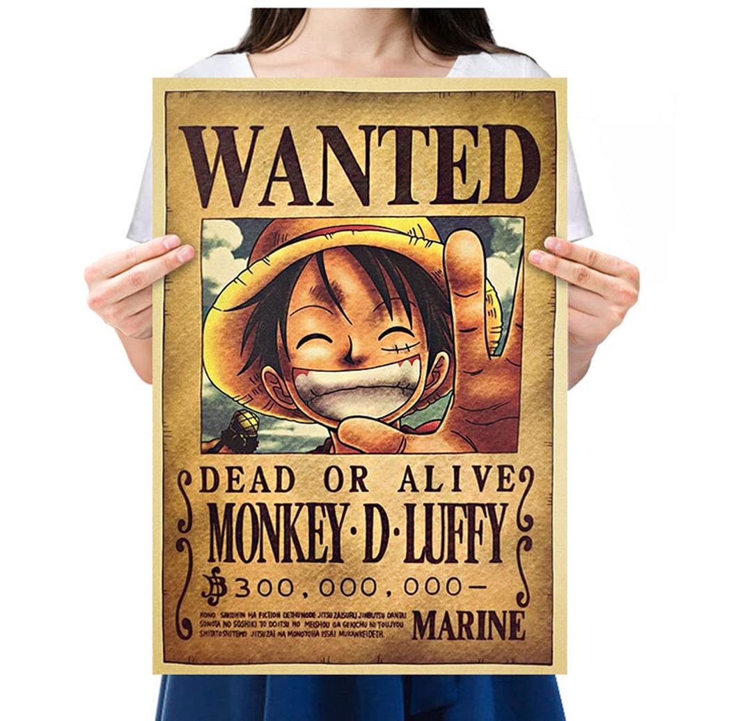 SKEIDO Anime WANTED Posters Monkey D. Luffy Reward Series Kraft Paper Poster Character Home Decor Painting Wall stickers 52*36cm