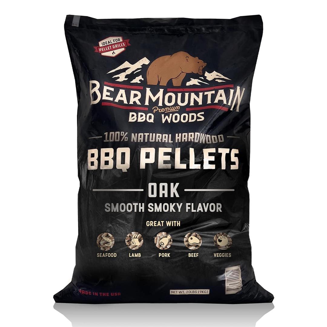 Bear Mountain All Natural Wood Pellets for Smoker, Grill & BBQ, 40 Lbs, Oak