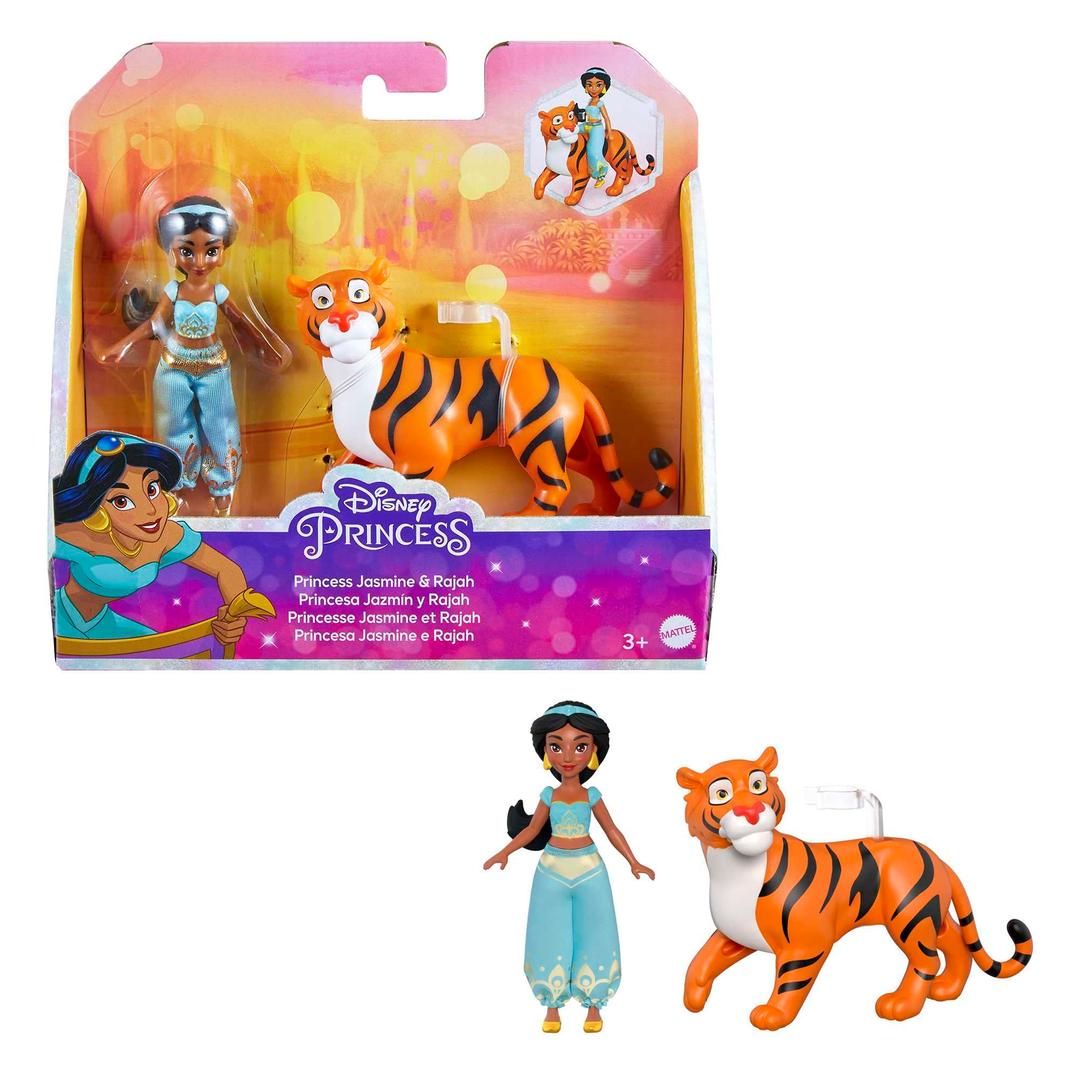 Mattel Disney Princess Jasmine Small Doll and Rajah Tiger Figure with Seat, from Mattel Disney Movie Aladdin